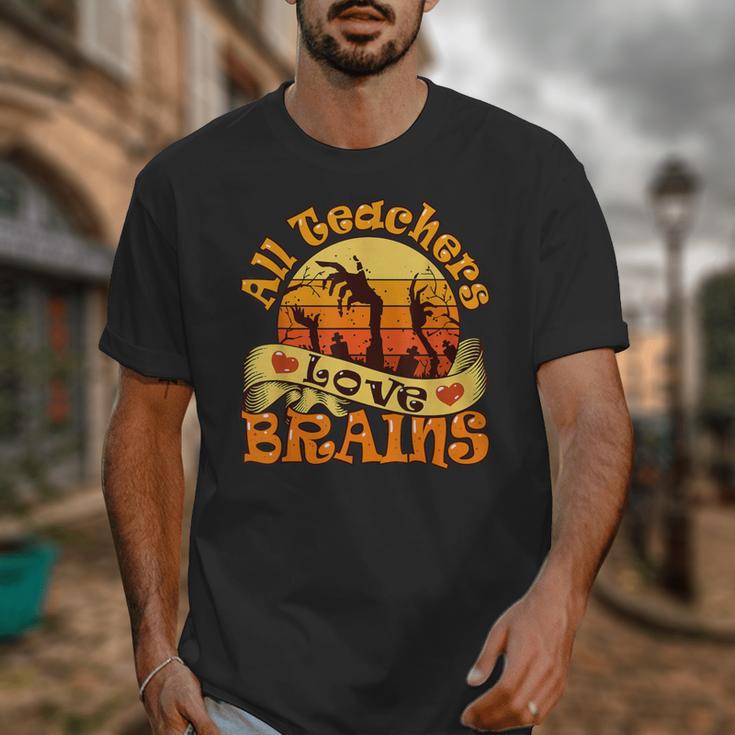 Teacher All Teachers Love Brains Halloween Party Unisex T-Shirt, funny design Teacher All Teachers Love Brains Halloween Party Unisex T-Shirt, funny design
