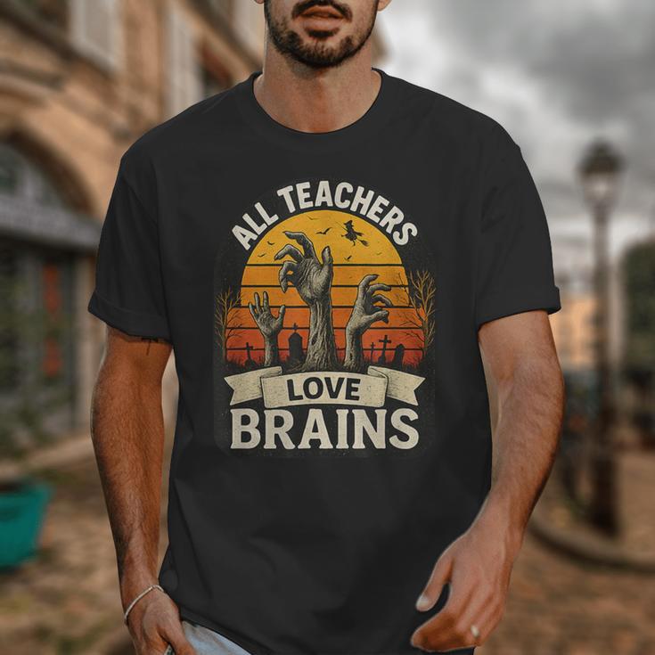 Teacher All Teachers Love Brains Halloween Unisex T-Shirt, funny design