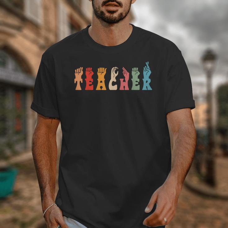 Teacher Word In Sign Language Awareness ASL Back To School Unisex T-Shirt, funny design Teacher Word In Sign Language Awareness ASL Back To School Unisex T-Shirt, funny design