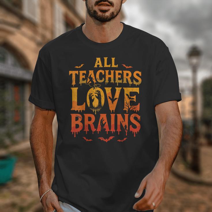 All Teachers Love Brains Shirt Halloween Teacher Unisex T-Shirt, funny design