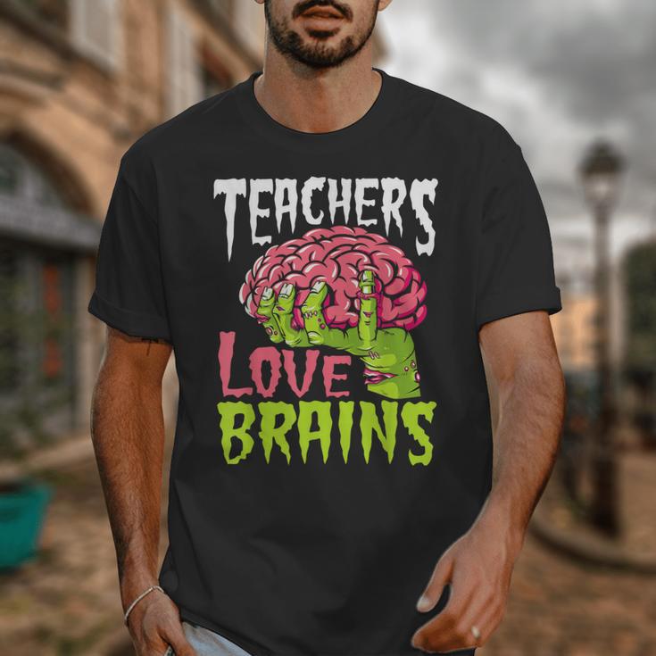 Teachers Love Brains Zombie Teacher Halloween Zombies Unisex T-Shirt, funny design