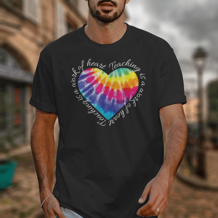 Teaching Is a Work Of Heart Tie Dye Hippie For Teacher For Men Women Girls Kids Unisex T-Shirt, funny design