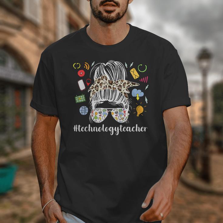 Technology Teacher Messy Bun Technology Teaching Unisex T-Shirt, funny design Technology Teacher Messy Bun Technology Teaching Unisex T-Shirt, funny design