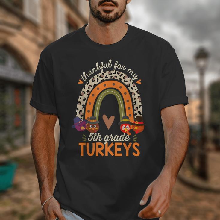 Thankful For My 5th Grade Turkeys Thanksgiving Teacher Unisex T-Shirt, funny design