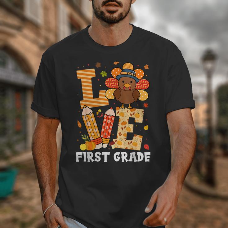 Thanksgiving Love First Grade Teacher Turkey Autumn Fall For Men Women Girls Kids Unisex T-Shirt, First Grade Teacher Gifts, funny design