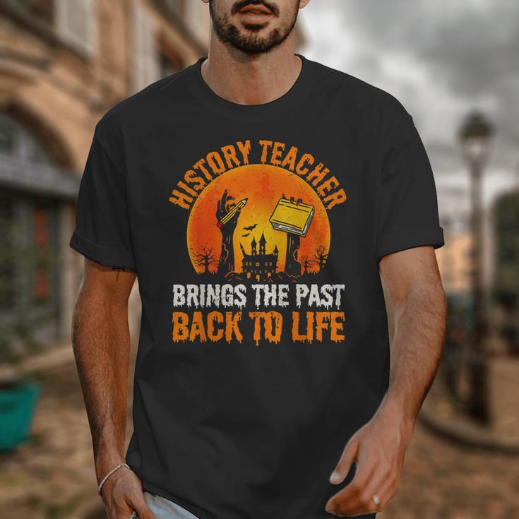 History Teacher Brings Past Back To Life Halloween Zombie Unisex T-Shirt, History Teacher Gifts, funny design History Teacher Brings Past Back To Life Halloween Zombie Unisex T-Shirt, History Teacher Gifts, funny design