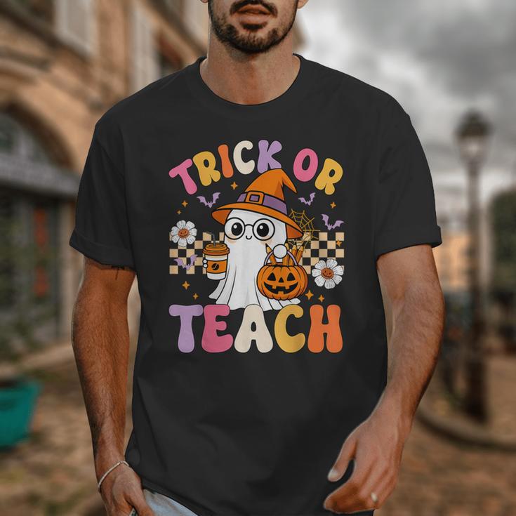 Trick Or Teach Cute Ghost Coffee Pumpkins Halloween Teacher Unisex T-Shirt, funny design Trick Or Teach Cute Ghost Coffee Pumpkins Halloween Teacher Unisex T-Shirt, funny design