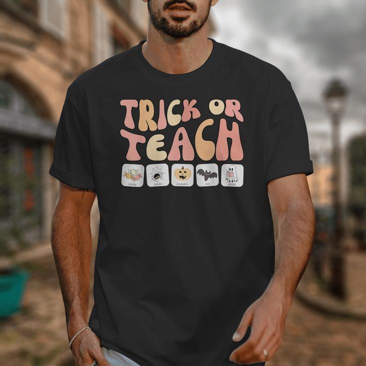 Trick Or Teach With Symbols Special Education Teacher Spooky Unisex T-Shirt, funny design