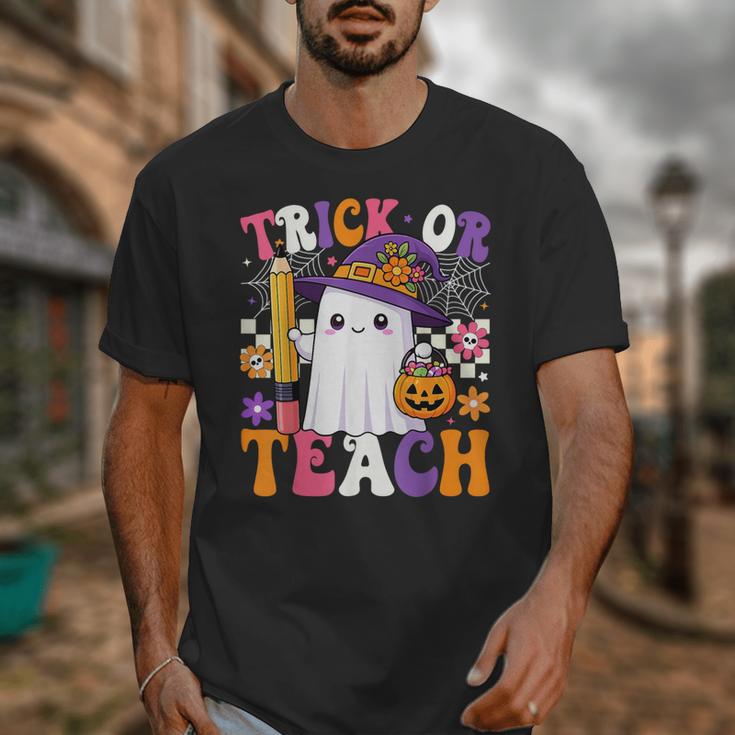 Trick Or Teach Teacher Pencil Ghost Halloween Teacher Unisex T-Shirt, funny design