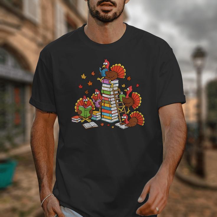 Turkey Reading Books Fall Thanksgiving Teacher Librarian Unisex T-Shirt, funny design Turkey Reading Books Fall Thanksgiving Teacher Librarian Unisex T-Shirt, funny design