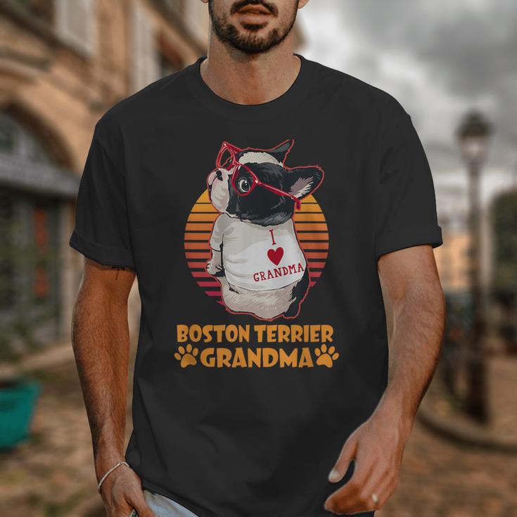 Vintage Boston Terrier Grandma Wear Sunglasses Dog Lover Men Women Girls Kids Unisex T-Shirt, funny design