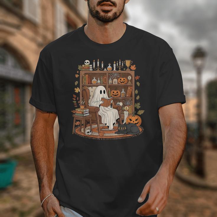 Vintage Ghost Book Reading Pumpkin Gothic Halloween Teachers Unisex T-Shirt, funny design Vintage Ghost Book Reading Pumpkin Gothic Halloween Teachers Unisex T-Shirt, funny design