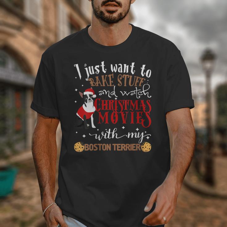 Watch Christmas Movies With My Boston Terrier Bostie Unisex T-Shirt, Boston Terrier Christmas Gifts, funny design