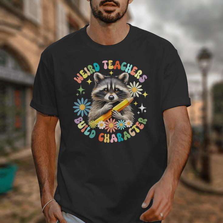 Weird Teachers Build Character Raccoon Colourful Floral Unisex T-Shirt, funny design Weird Teachers Build Character Raccoon Colourful Floral Unisex T-Shirt, funny design