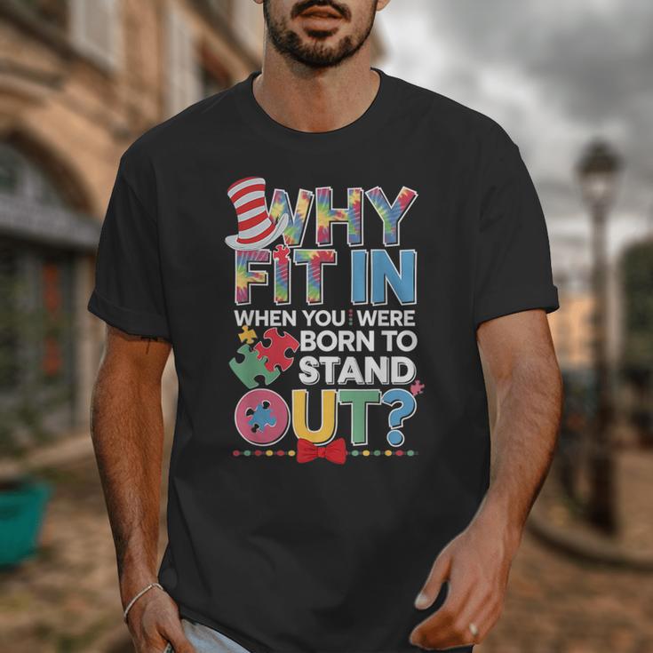 Why Fit In Doctor Teacher Cat In Hat Cool Autism Awareness Men Women Kids Unisex T-Shirt, funny design Why Fit In Doctor Teacher Cat In Hat Cool Autism Awareness Men Women Kids Unisex T-Shirt, funny design