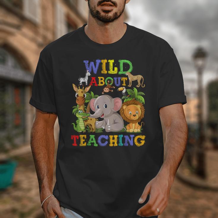 Wild About Teaching Safari Jungle School Teacher Unisex T-Shirt, funny design