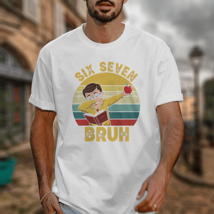67 Meme Six Seven Bruh Retro Dabbing Teacher School Unisex T-Shirt, funny design
