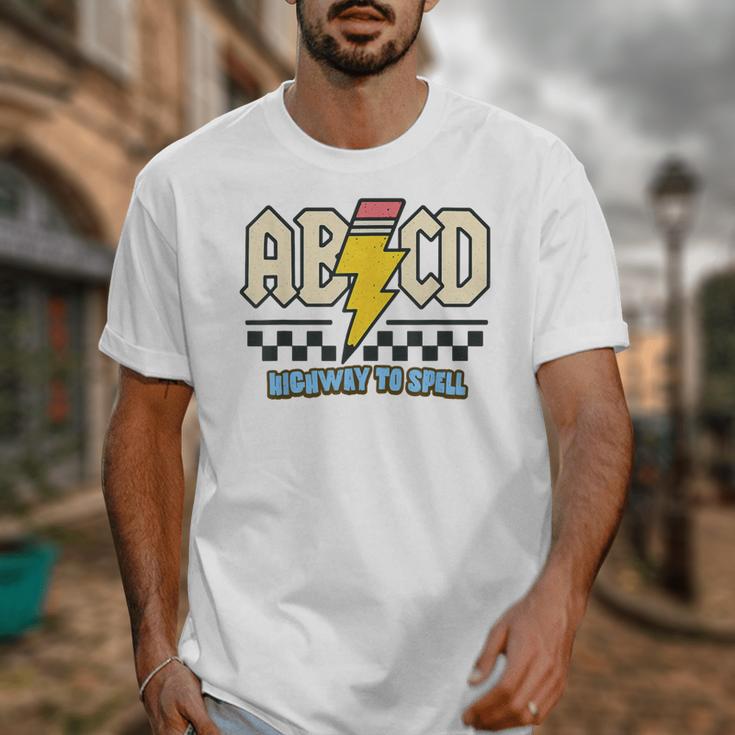 ABCD Highway To Spell Pencil Teacher & Student Font Me Unisex T-Shirt, funny design ABCD Highway To Spell Pencil Teacher & Student Font Me Unisex T-Shirt, funny design