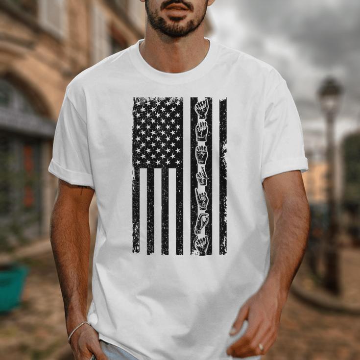 ASL Flag Sign Language Deaf ASL Teacher For Men Women Unisex T-Shirt, funny design