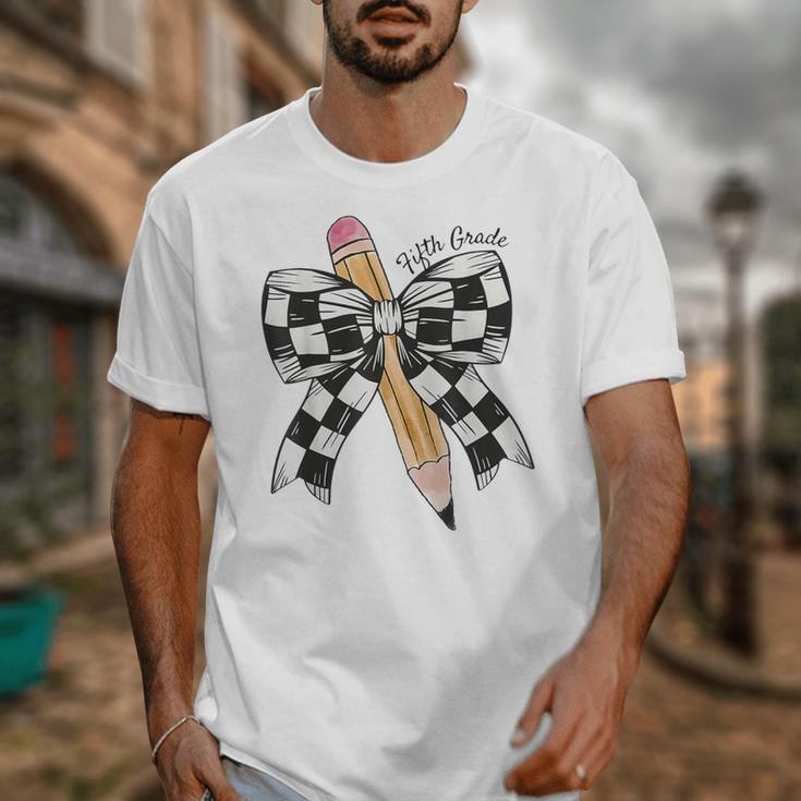 Back To School Hello Fifth Grade Teacher Coquette Pencil Bow Unisex T-Shirt, funny design Back To School Hello Fifth Grade Teacher Coquette Pencil Bow Unisex T-Shirt, funny design
