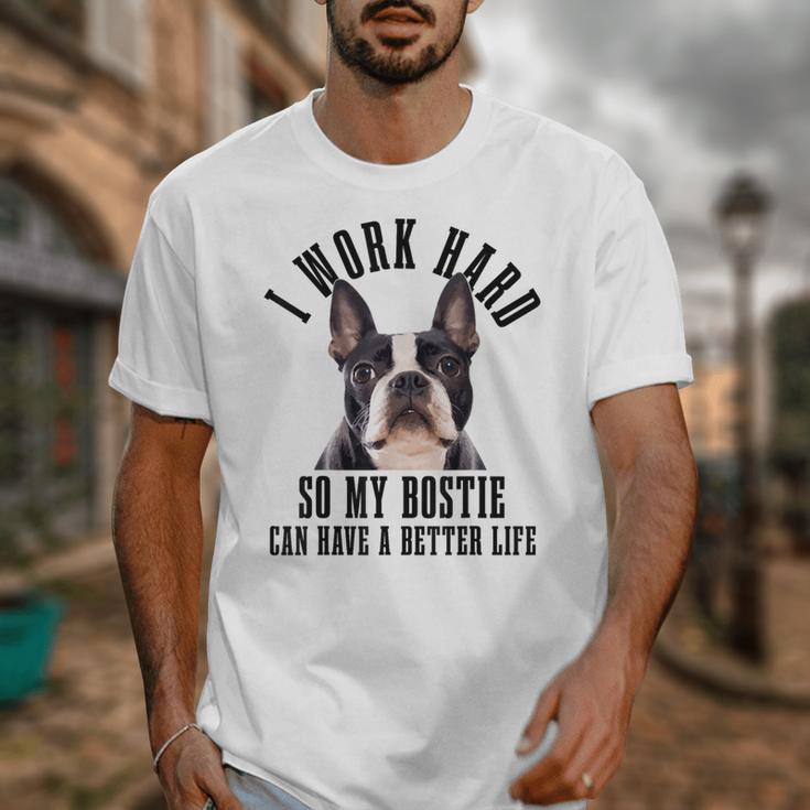 Bostie Mama Dog Dad Boston Terrier For Men Women Unisex T-Shirt, Couple Gifts, Boston Terrier Dad Gifts, funny design