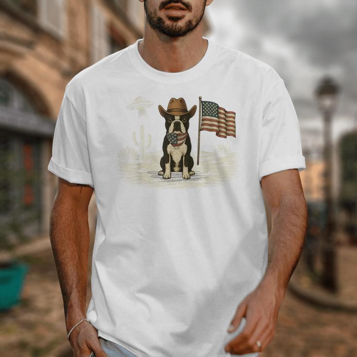 Boston Terrier 4th Of July US American Flag Dog Patriotic Unisex T-Shirt, Patriotic Boston Terrier Gifts, American Boston Terrier Gifts, Boston Terrier 4th Of July Gifts, funny design