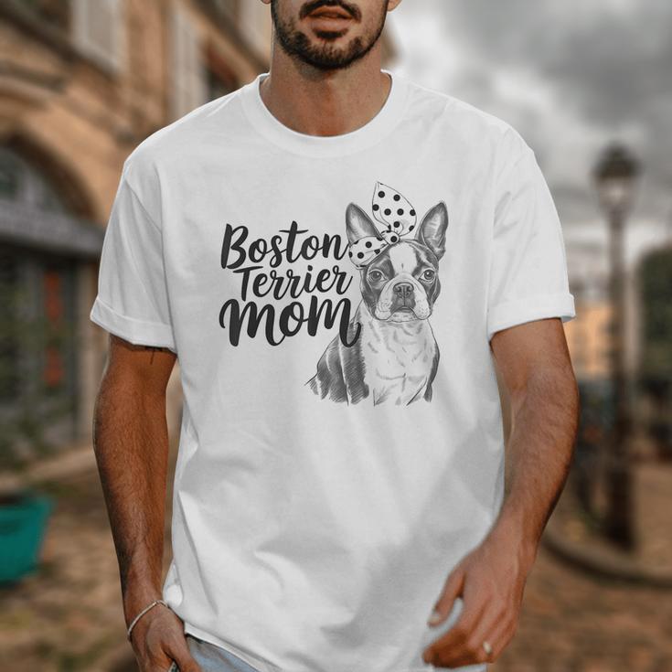Boston Terrier Dog Bostie Mom Idea For Women Unisex T-Shirt, Couple Gifts, Mom Gifts, Boston Terrier Mom Gifts, funny design