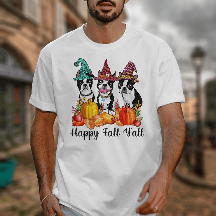 Boston Terrier Dog Lover Fall Ya'Ll Halloween Costume Men Women Unisex T-Shirt, Boston Terrier Halloween Gifts, funny design