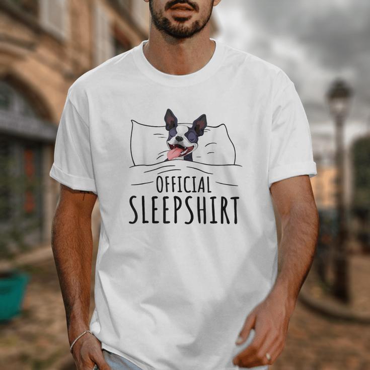 Boston Terrier Dog Lovers Sleepshirt Apparel Men Women Unisex T-Shirt, funny design