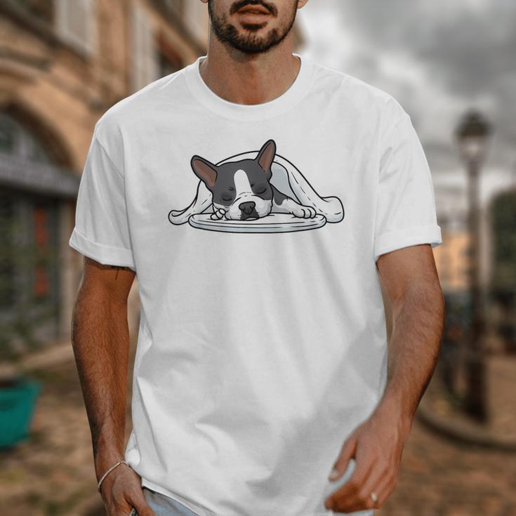 Boston Terrier Dog Official Sleeping Men Women Girls Kids Unisex T-Shirt, funny design