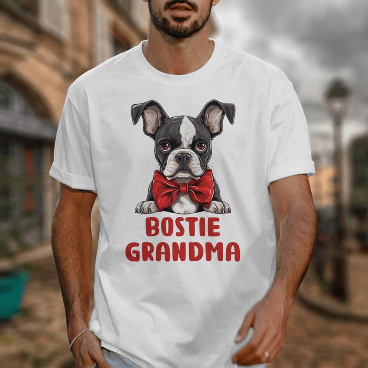 Boston Terrier Grandma Dog Lovers Puppy Bostie Owner Unisex T-Shirt, funny design