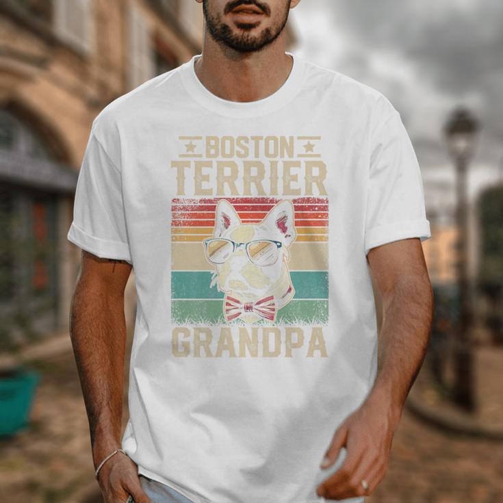 Boston Terrier Grandpa Dog Lover Father's Day Premium Unisex T-Shirt, funny design