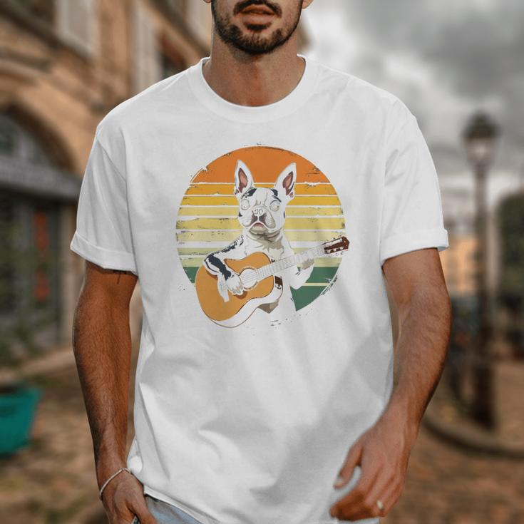 Boston Terrier Guitar Retro Unisex T-Shirt, funny design