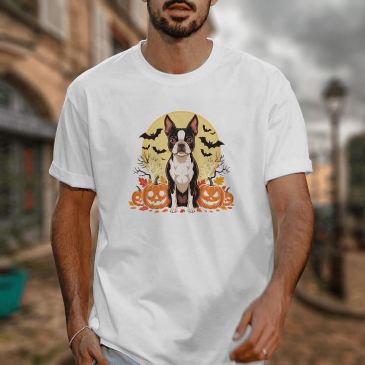 Boston Terrier Halloween Dog Lover Pumpkin Costume Unisex T-Shirt, Boston Terrier Halloween Gifts, funny design