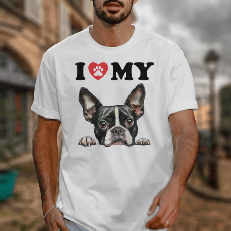Boston Terrier I Heart My Dog Dog Lover Unisex T-Shirt, funny design