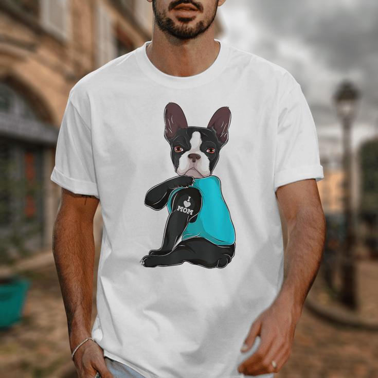 Boston Terrier I Love Mom Apparel Unisex T-Shirt, Couple Gifts, Mom Gifts, Boston Terrier Mom Gifts, funny design
