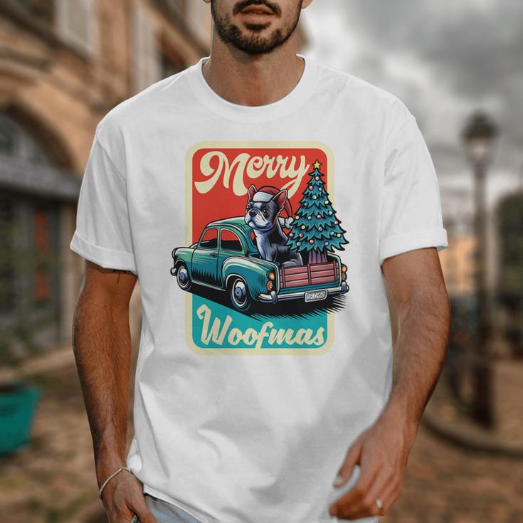 Boston Terrier Merry Christmas Tree Truck Santa Dog X-Mas Unisex T-Shirt, Boston Terrier Christmas Gifts, funny design