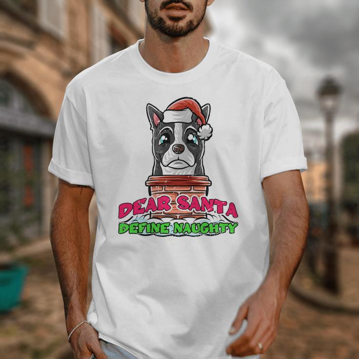 Boston Terrier Santa Claus Christmas Dog Unisex T-Shirt, Boston Terrier Christmas Gifts, funny design