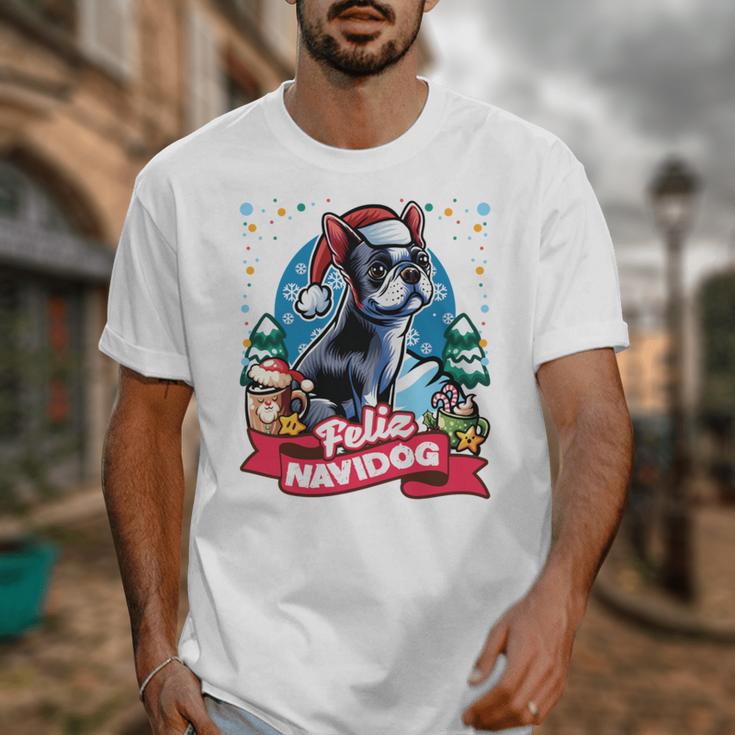 Boston Terrier Santa Claus Coffee Mug Merry Christmas Dogs Unisex T-Shirt, Boston Terrier Christmas Gifts, funny design