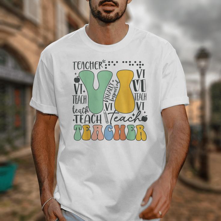 Braille Teacher Of The Visually Impaired Groovy VI Teacher Unisex T-Shirt, Groovy Teacher Gifts, funny design
