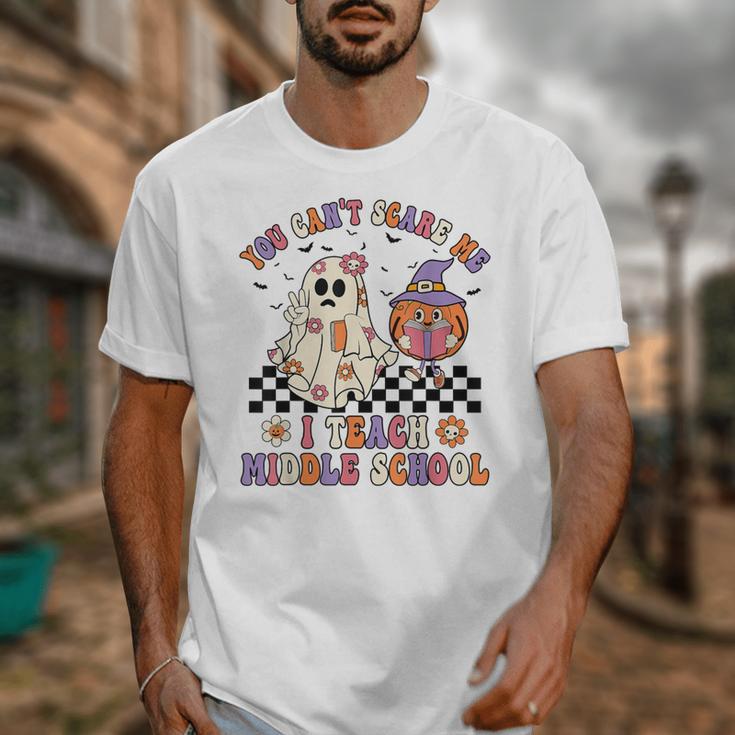 You Can't Scare Me I Teach Middle School Halloween Teacher Unisex T-Shirt, funny design