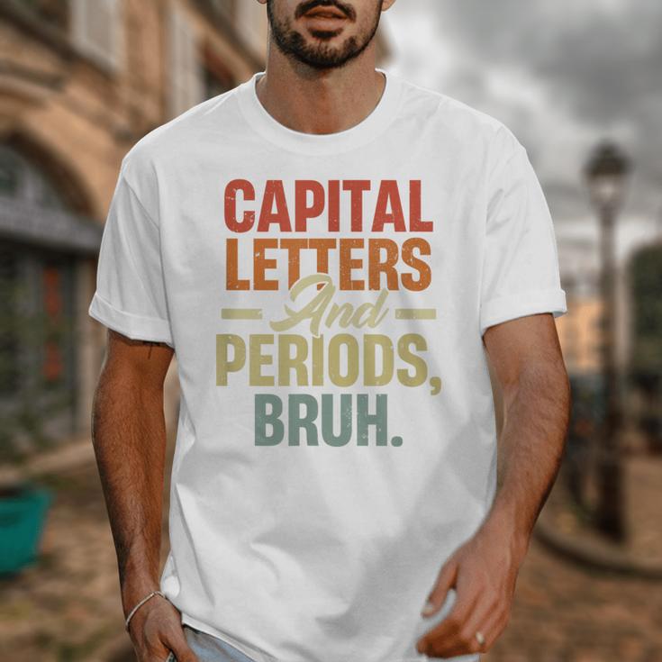 Capital Letters And Periods Bruh Teacher Grammar Kids Unisex T-Shirt, funny design Capital Letters And Periods Bruh Teacher Grammar Kids Unisex T-Shirt, funny design