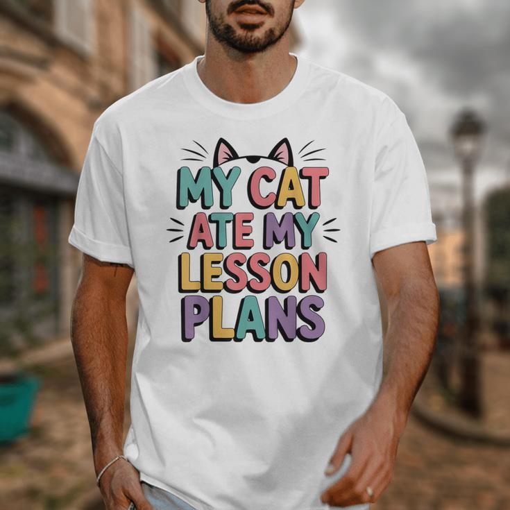 My Cat Ate My Lesson Plans Teacher Cat Humor Unisex T-Shirt, funny design My Cat Ate My Lesson Plans Teacher Cat Humor Unisex T-Shirt, funny design