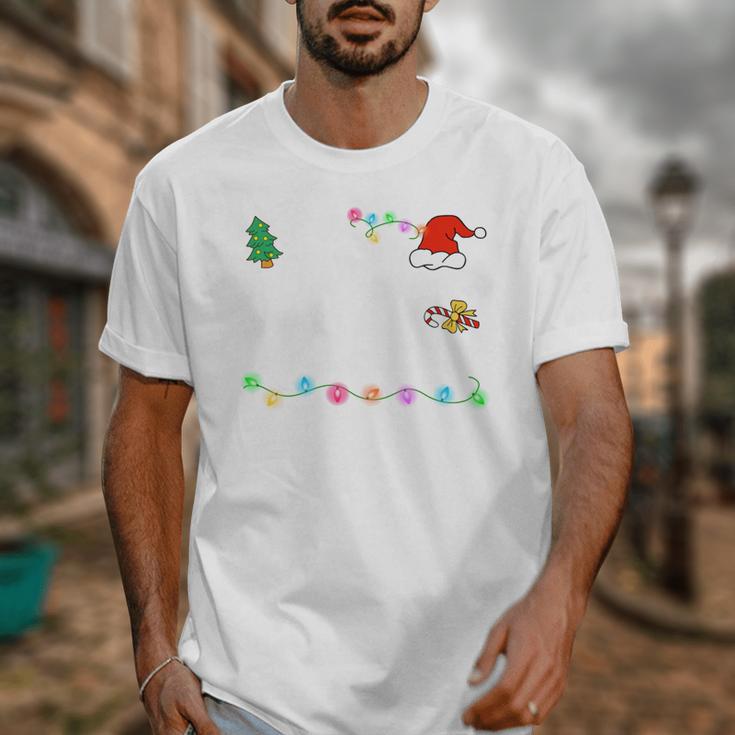 Is It Christmas Break Yet Teacher Xmas Light Santa Hat Unisex T-Shirt, funny design