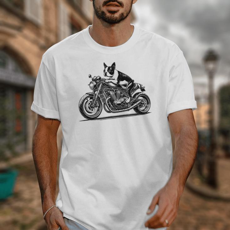 Cool Boston Terrier Riding a Motorcycle Biker Dog Lover For Men Women Kids Unisex T-Shirt, Boston Terrier Riding Gifts, funny design