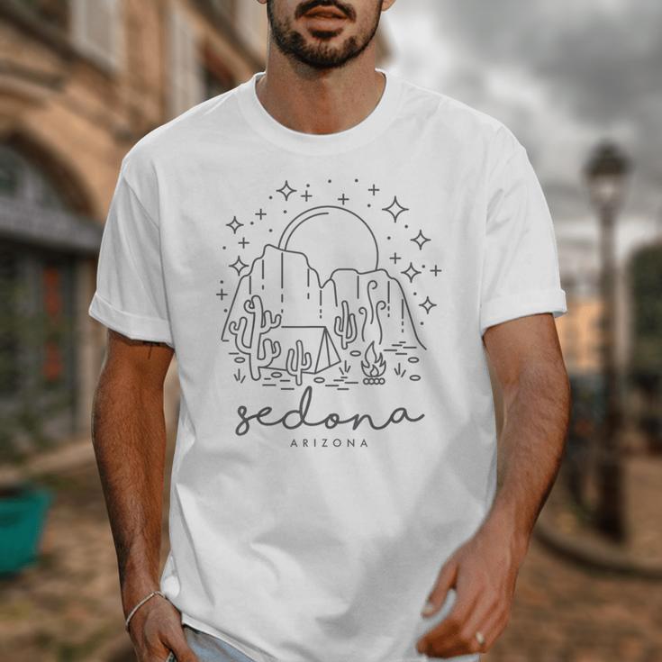 Cool Vintage Cactus Sedona Arizona Camping Souvenir Unisex T-Shirt, funny design