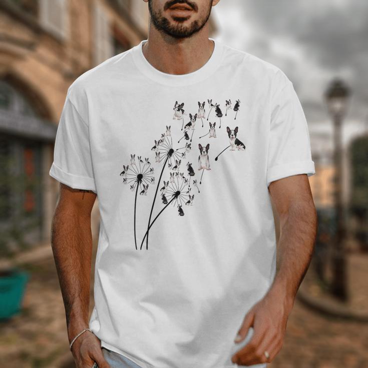 Dandelion Boston Terrier Flower Floral Bostie Tree Unisex T-Shirt, funny design