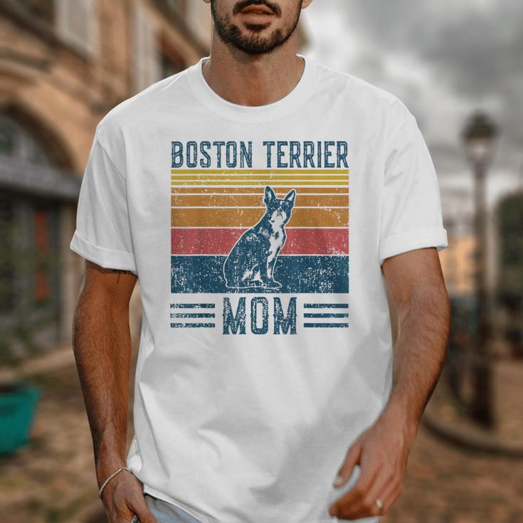Dog Boston Terrier Mom Vintage Boston Terrier Mom Unisex T-Shirt, Couple Gifts, Mom Gifts, Boston Terrier Mom Gifts, funny design