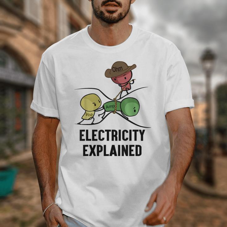 Electricity Explained Physics Nerd I Teacher School Unisex T-Shirt, funny design