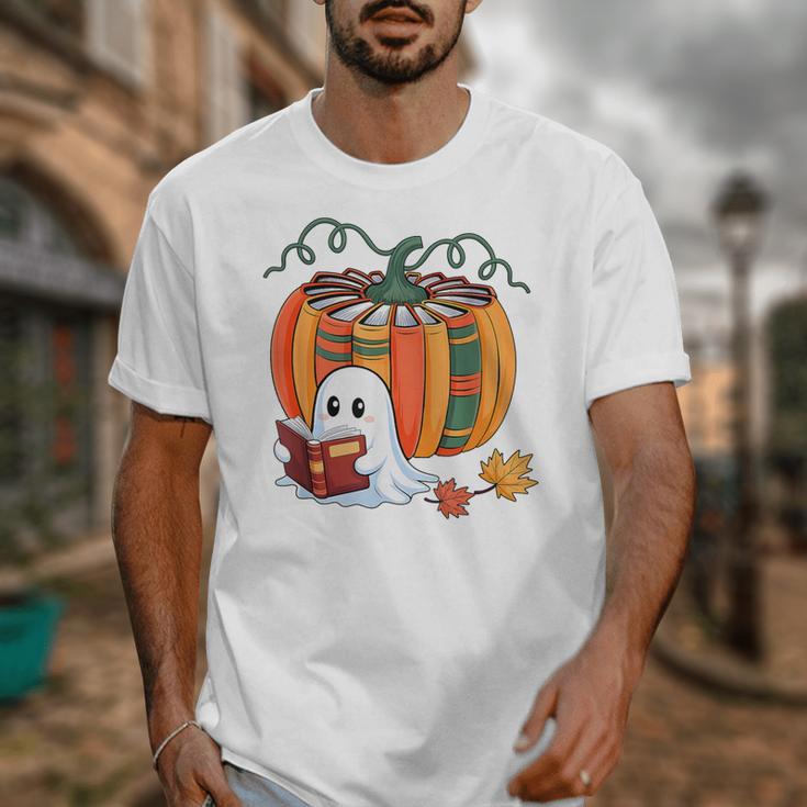 Fall Book Pumpkin Books Ghost Reading Halloween Teacher Unisex T-Shirt, funny design Fall Book Pumpkin Books Ghost Reading Halloween Teacher Unisex T-Shirt, funny design